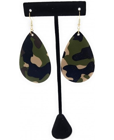 Camouflage Teardrop Leather Earring for Women Leather Earring Pair $15.74 Jewelry Sets