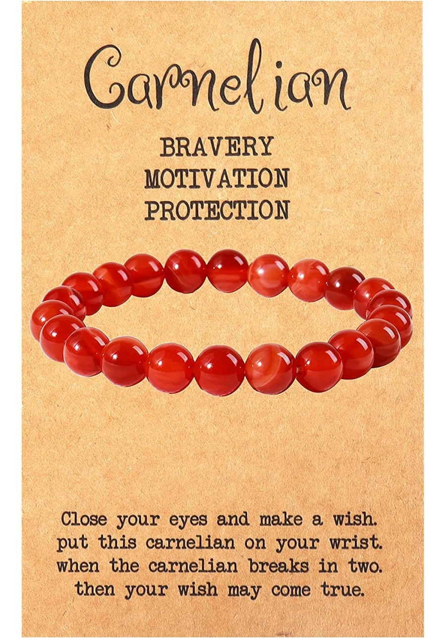 Carnelian Bracelet for Women Red Natural Carnelian Crystal Bracelet Red Energy Good Luck Bracelet for Men Women $6.73 Strand