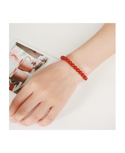 Carnelian Bracelet for Women Red Natural Carnelian Crystal Bracelet Red Energy Good Luck Bracelet for Men Women $6.73 Strand