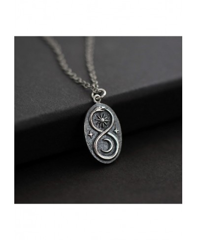 Sterling Silver Infinity Ouroboros Snake Pendant on Antiqued Sterling Silver Chain • Sun Moon Lunar Circle $35.99 Chains