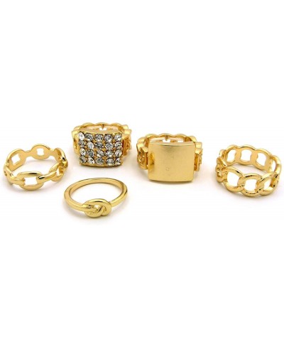 5 Piece Infinity Circle Band Ring Midi Ring Stretch Band Plaque Ring Set in Gold-Tone $18.51 Bands