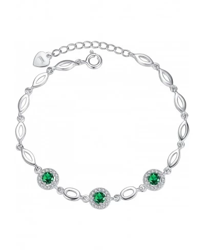 Sterling Silver Green Cubic Zirconia 'Elegance' Link Chain Bracelet Wedding Bridal Jewellery $11.12 Link