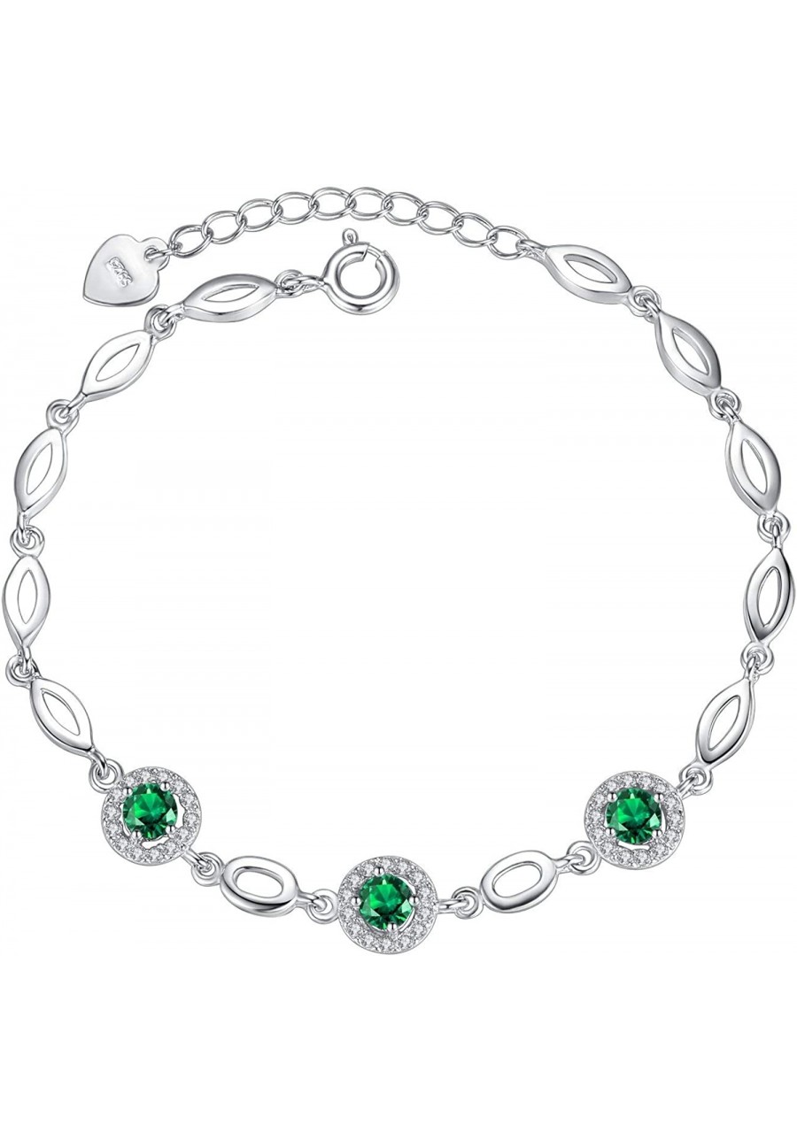 Sterling Silver Green Cubic Zirconia 'Elegance' Link Chain Bracelet Wedding Bridal Jewellery $11.12 Link