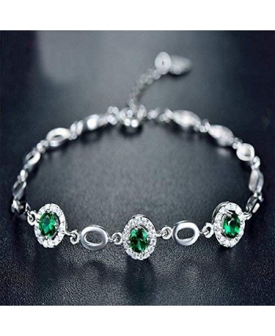 Sterling Silver Green Cubic Zirconia 'Elegance' Link Chain Bracelet Wedding Bridal Jewellery $11.12 Link