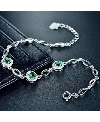 Sterling Silver Green Cubic Zirconia 'Elegance' Link Chain Bracelet Wedding Bridal Jewellery $11.12 Link