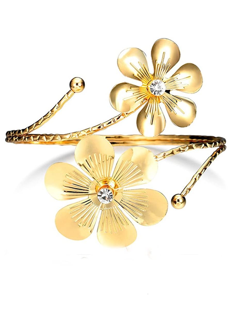 Adjustable Elegant Gold Swirl Upper Flower Arm Cuff Fashion Armband Bangle Bracelet $29.45 Bangle