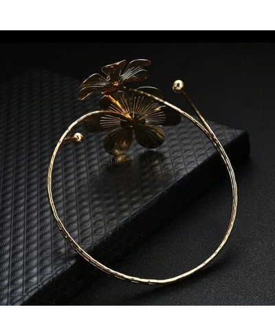 Adjustable Elegant Gold Swirl Upper Flower Arm Cuff Fashion Armband Bangle Bracelet $29.45 Bangle