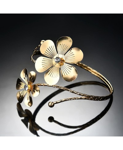 Adjustable Elegant Gold Swirl Upper Flower Arm Cuff Fashion Armband Bangle Bracelet $29.45 Bangle