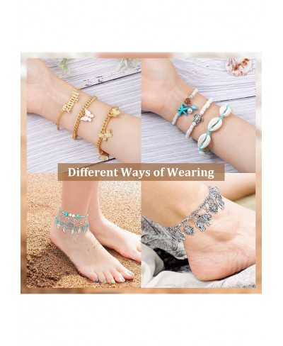 42 Pieces Anklet Bracelets for Women Set Cute Bracelets for Teen Girls Boho Ankle Chain Turtle Bohemian Bracelets Summer Rope...