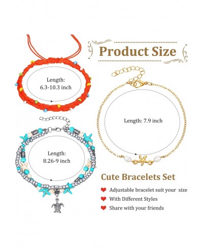 42 Pieces Anklet Bracelets for Women Set Cute Bracelets for Teen Girls Boho Ankle Chain Turtle Bohemian Bracelets Summer Rope...