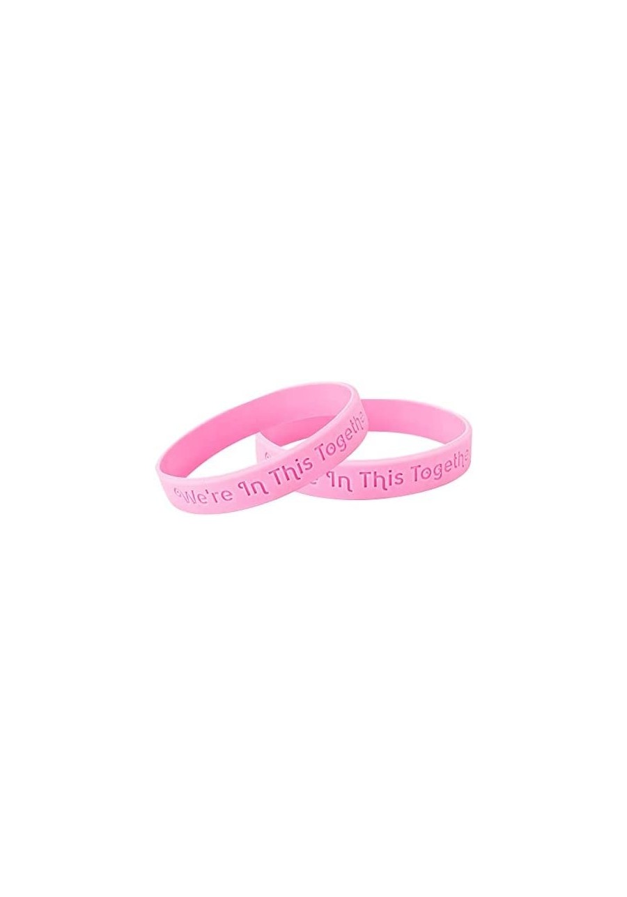Pink Ribbon We're in This Together Silicone Bracelets - Breast Cancer Awareness Rubber Wristbands For Charity Walks Awareness...