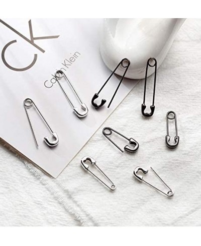 S925 Silver Simple Paper Clip Earrings Stylish Punk Goth Safety Pin Earrings $11.33 Clip-Ons