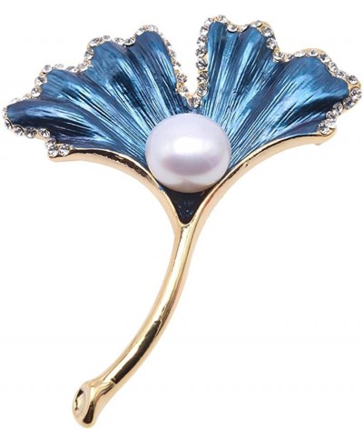 Ginkgo Leaf Brooch 10.8mm White Freshwater Cultured Pearl Brooch Pin for Women $20.84 Brooches & Pins