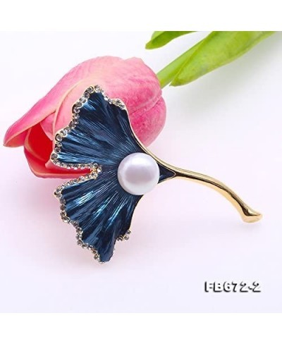 Ginkgo Leaf Brooch 10.8mm White Freshwater Cultured Pearl Brooch Pin for Women $20.84 Brooches & Pins