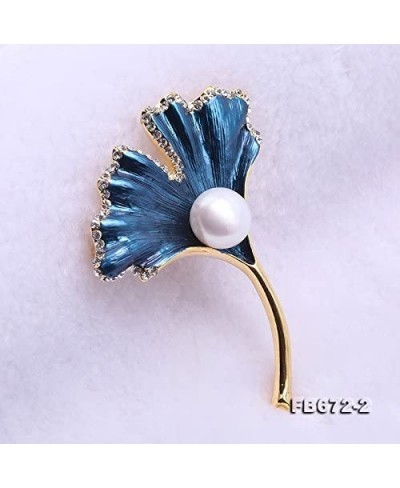 Ginkgo Leaf Brooch 10.8mm White Freshwater Cultured Pearl Brooch Pin for Women $20.84 Brooches & Pins