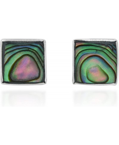 Cute Inlay Abalone Shell Square .925 Sterling Silver Stud Earrings $16.90 Stud