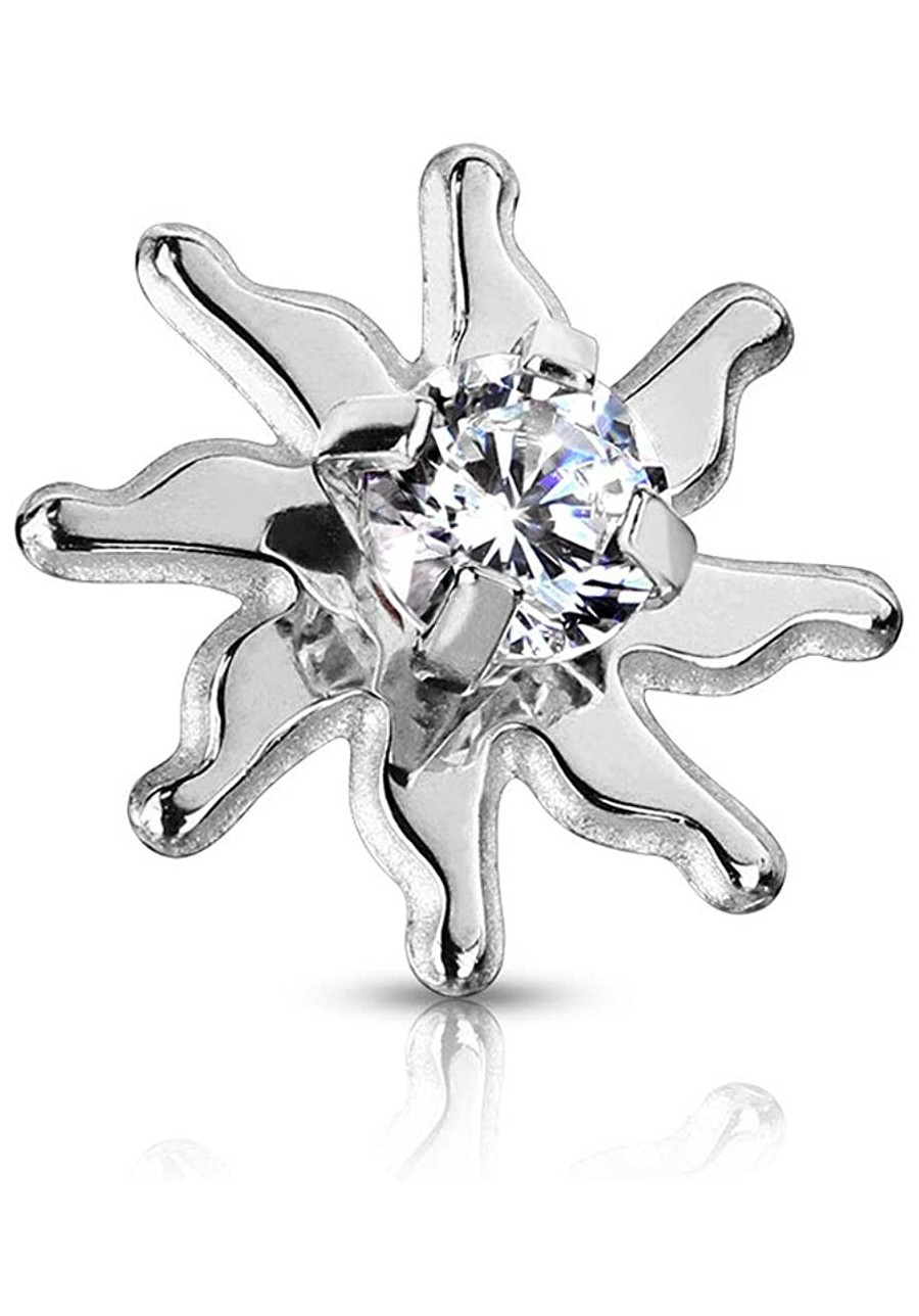 Clear CZ Centered Tribal Sun Internally Threaded 316L Surgical Steel Dermal Top (Sold Per Piece) $14.12 Piercing Jewelry