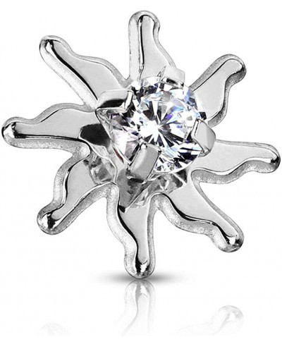 Clear CZ Centered Tribal Sun Internally Threaded 316L Surgical Steel Dermal Top (Sold Per Piece) $14.12 Piercing Jewelry