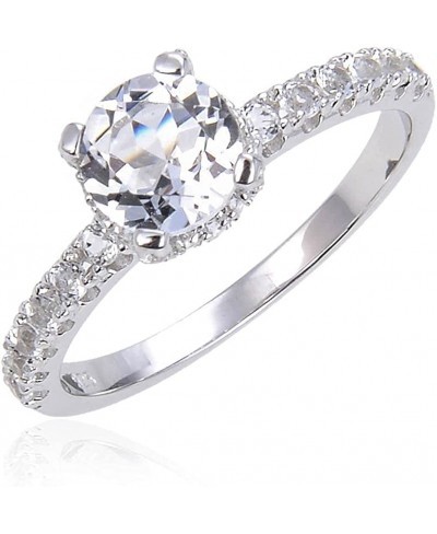 1.30 Carat Round Cut White Topaz Solitaire Engagement Rings with Accents Ring Size 5 6 7 8 $36.03 Engagement Rings