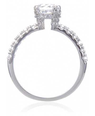 1.30 Carat Round Cut White Topaz Solitaire Engagement Rings with Accents Ring Size 5 6 7 8 $36.03 Engagement Rings