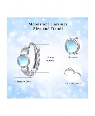 Moonstone Earrings 925 Sterling Silver Huggie Hoop Earrings Minimalist Style Hypoallergenic Cuff Earring for Sensitive Ears f...