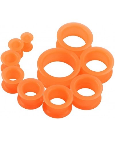 Pair 1" (25MM) ORANGE SILICONE EYELET TUNNELS Double Flare Gauges Thin Soft Flexible Flesh Plugs (2pcs) $7.03 Piercing Jewelry