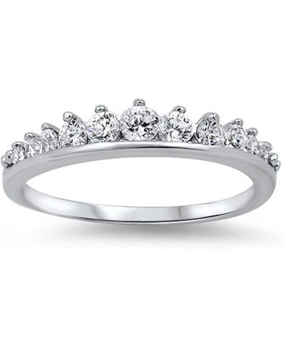 Clear Cubic Zirconia Journey Tiara Ring 925 Sterling Silver (Comes in Colors) $12.65 Statement