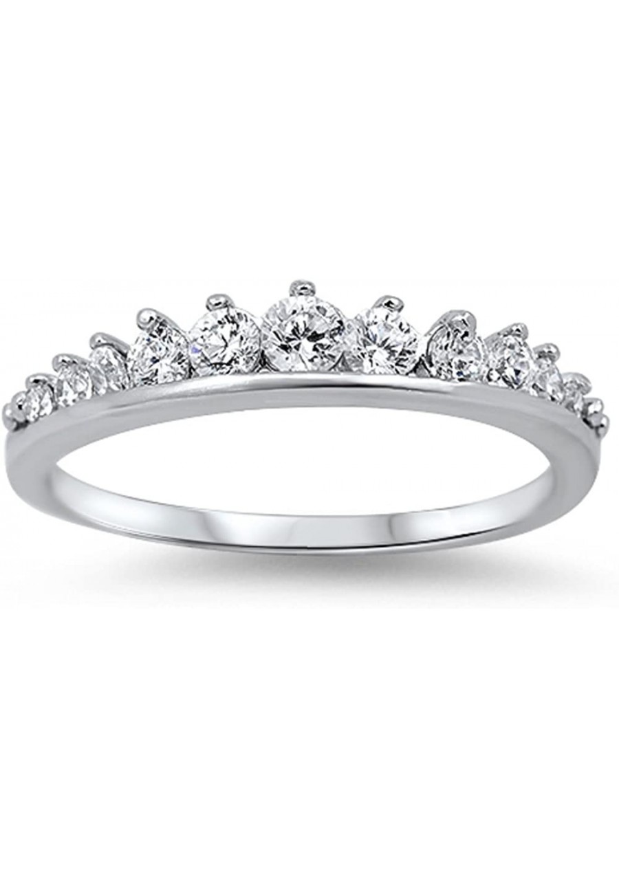 Clear Cubic Zirconia Journey Tiara Ring 925 Sterling Silver (Comes in Colors) $12.65 Statement