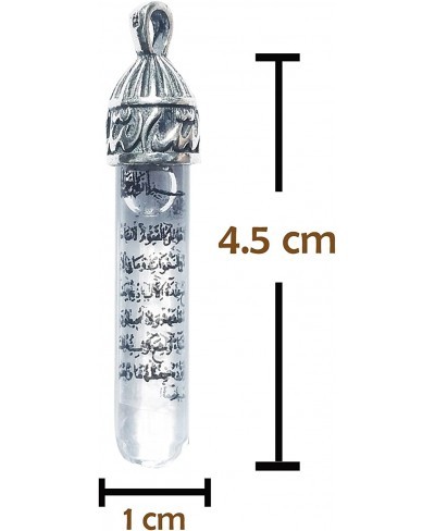 Sterling Silver Clear Allah Capped Zamzam Water Ayatul-kursi Vial Islamic Pendant $27.08 Pendants & Coins