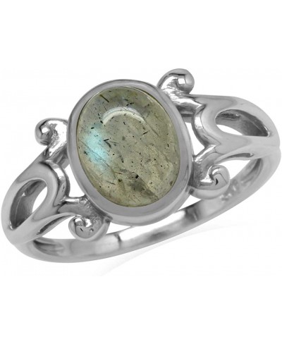 Genuine Labradorite 925 Sterling Silver Victorian Inspired Casual Ring $21.82 Statement