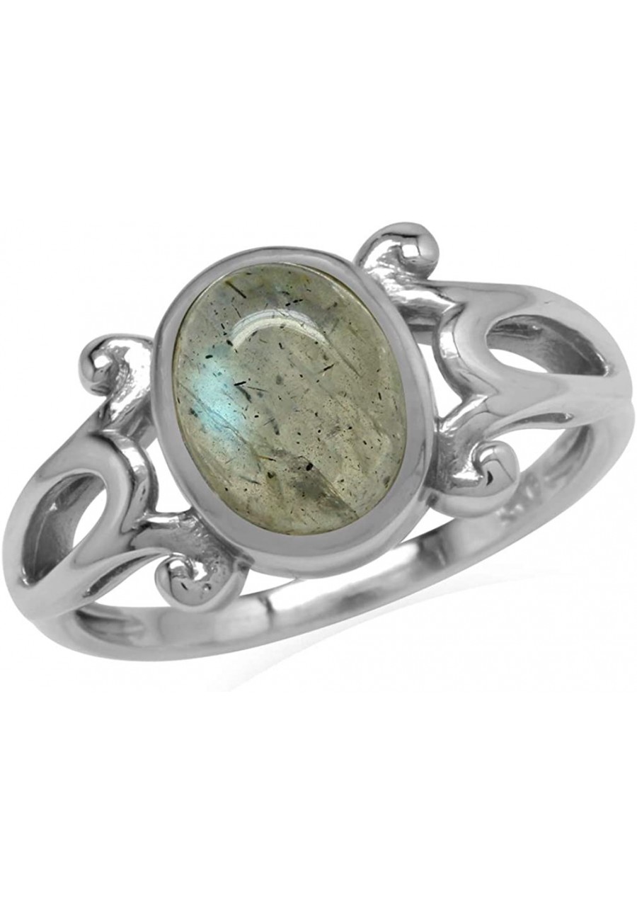 Genuine Labradorite 925 Sterling Silver Victorian Inspired Casual Ring $21.82 Statement