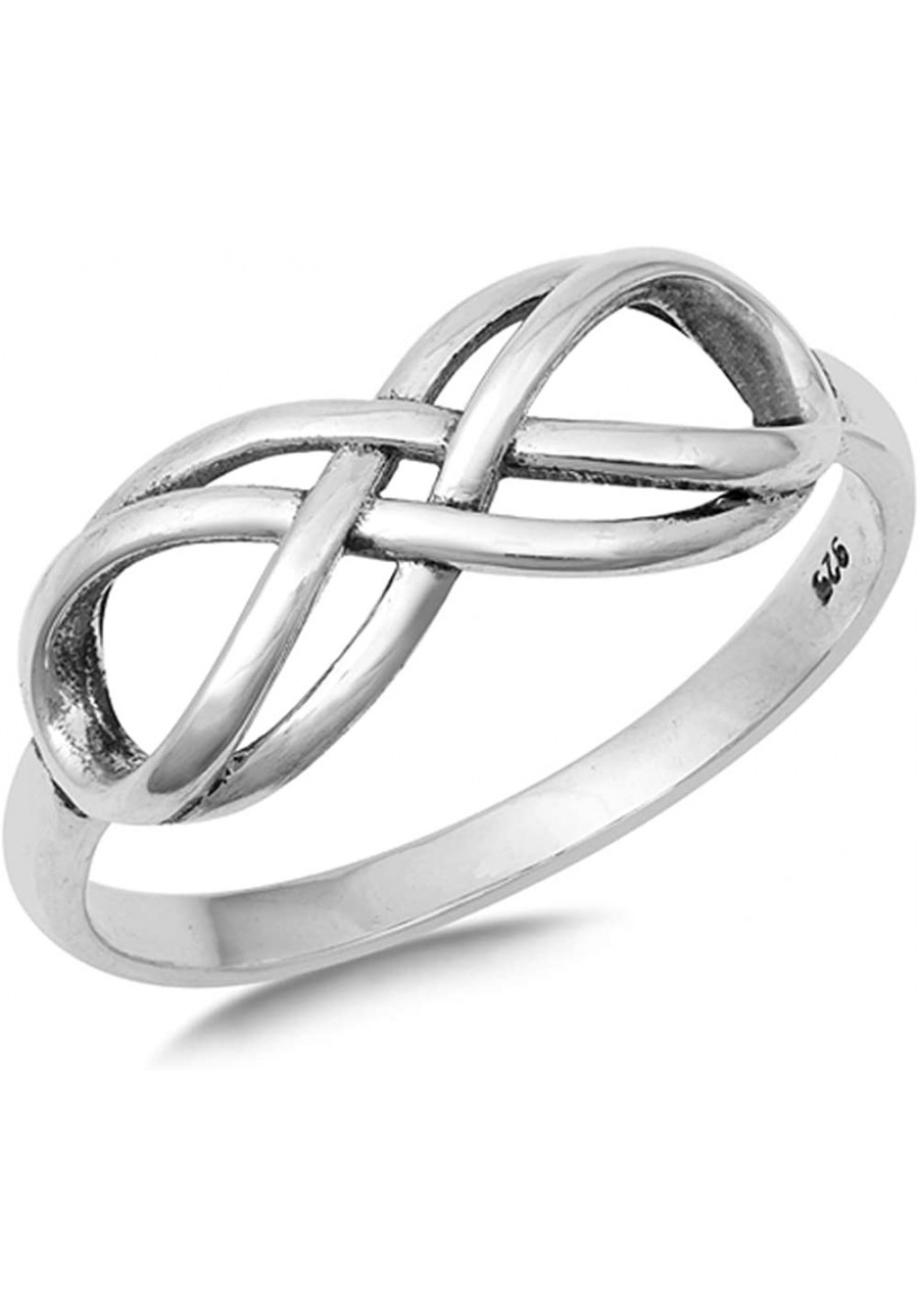 Double Infinity Knot Promise Ring New .925 Sterling Silver Band Sizes 4-10 $13.33 Bands