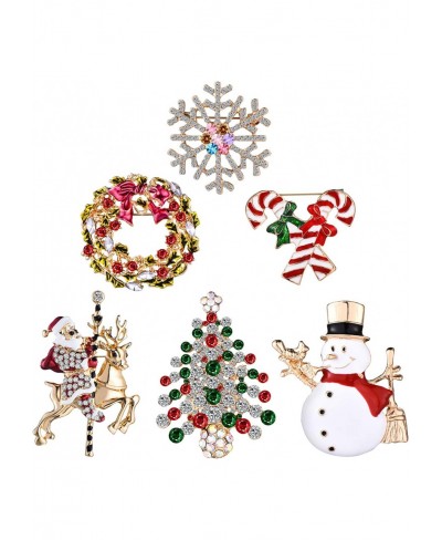 Christmas Brooch Pin Set Rhinestone Crystal Cute Christmas Pins for Christmas Decorations Including Bells Reindeer Christmas ...