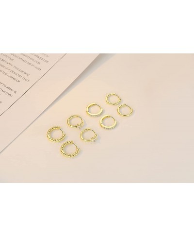 4 Sets Gold Hoop Earrings for Women Trendy 14k Gold Plated Huggie Hoop Earrings Thick Chunky Cubic Zirconia Hoops Earring Jew...