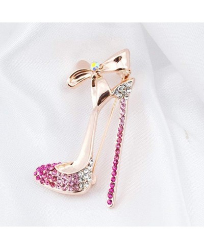 Brooch Pin for Women Rhinestone Inlaid High Heel Shoe Brooch Pin Corsage Lapel Jewelry Gift - Blue $9.78 Brooches & Pins