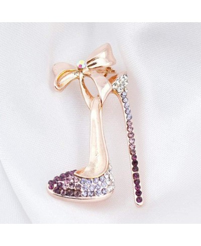 Brooch Pin for Women Rhinestone Inlaid High Heel Shoe Brooch Pin Corsage Lapel Jewelry Gift - Blue $9.78 Brooches & Pins