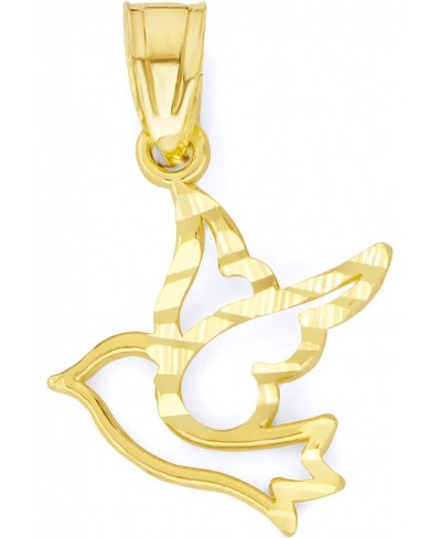 10k Real Solid Gold Dove Pendant Dainty Diamond Cut Charm for Women Gifts for Her $43.24 Pendants & Coins