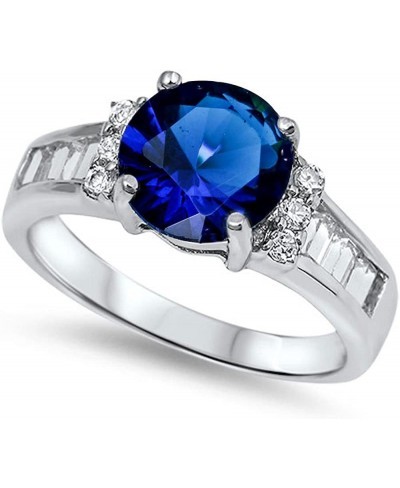 Simulated Blue Sapphire Engagement Ring .925 Sterling Silver Sizes 5-10 $21.58 Engagement Rings