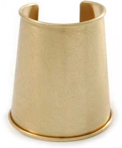 Egyptian Style Scratched Effect Wide Cuff Bangle Bracelet in Light Gold Tone Metal - Adjustable $34.58 Cuff