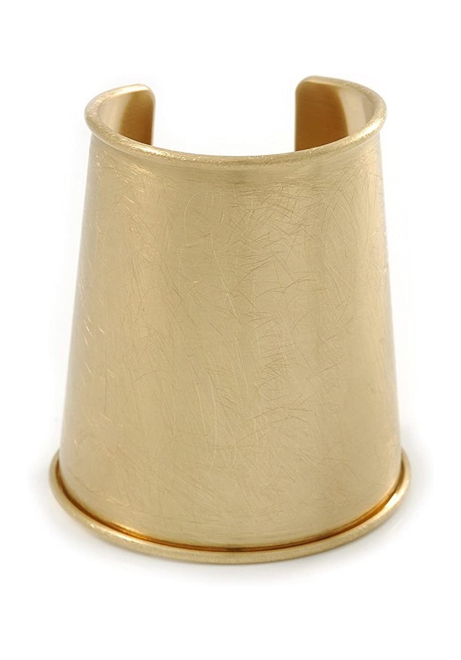 Egyptian Style Scratched Effect Wide Cuff Bangle Bracelet in Light Gold Tone Metal - Adjustable $34.58 Cuff