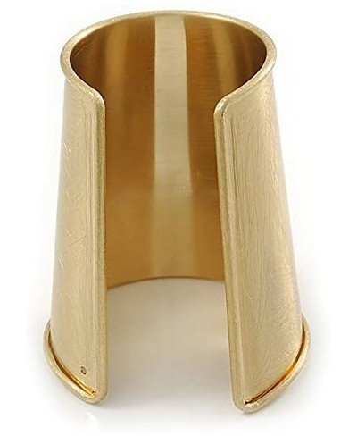 Egyptian Style Scratched Effect Wide Cuff Bangle Bracelet in Light Gold Tone Metal - Adjustable $34.58 Cuff