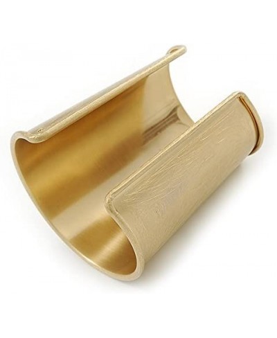 Egyptian Style Scratched Effect Wide Cuff Bangle Bracelet in Light Gold Tone Metal - Adjustable $34.58 Cuff