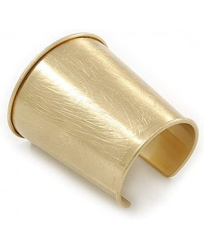 Egyptian Style Scratched Effect Wide Cuff Bangle Bracelet in Light Gold Tone Metal - Adjustable $34.58 Cuff