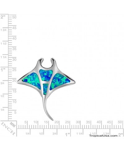 Sterling Silver Synthetic Blue Opal Manta Ray Necklace Pendant with 18" Box Chain $29.52 Pendants & Coins