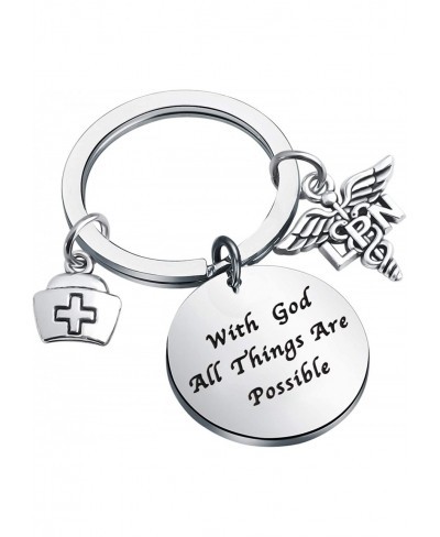 Licensed Practical Nurse Keychain with God All Things are Possible Nurse Graduation Gift $17.12 Pendants & Coins