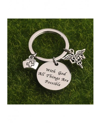 Licensed Practical Nurse Keychain with God All Things are Possible Nurse Graduation Gift $17.12 Pendants & Coins