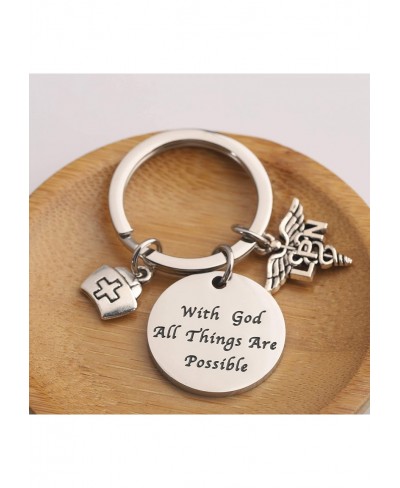 Licensed Practical Nurse Keychain with God All Things are Possible Nurse Graduation Gift $17.12 Pendants & Coins