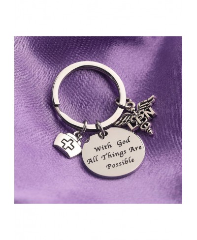 Licensed Practical Nurse Keychain with God All Things are Possible Nurse Graduation Gift $17.12 Pendants & Coins