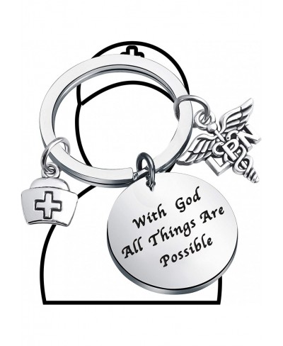 Licensed Practical Nurse Keychain with God All Things are Possible Nurse Graduation Gift $17.12 Pendants & Coins