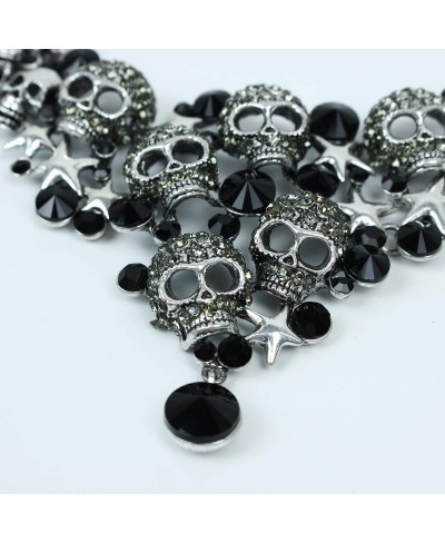 Punk Vintage Skull Jewelry Sets Crystal Statement Necklace Earrings Gothic Skeleton Halloween Party Costume Accessories for W...